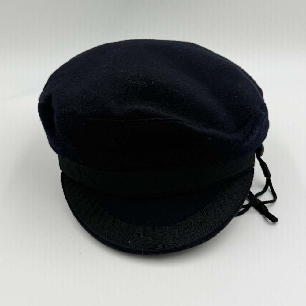 Navy Coat French Mariner's Cap Wool Blend Breton Hat Size 61 2XL